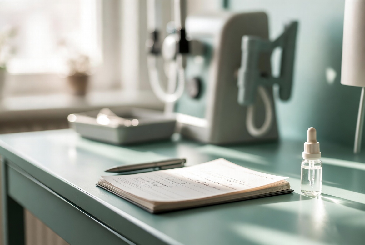 A serene clinical consultation room prepared for wellness planning
